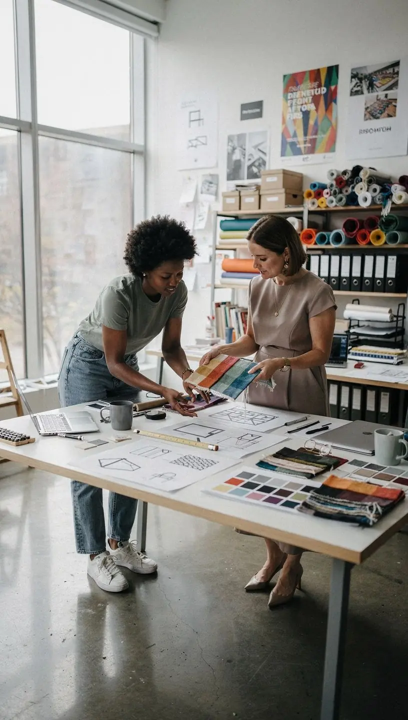 Стена с фирменными знаками и информационными указателями.